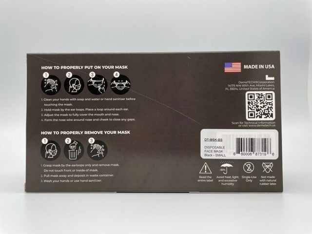 DemeMask-KIDS-Black 3ply ASTM Level 3 Mask-MADE IN USA-25 per box