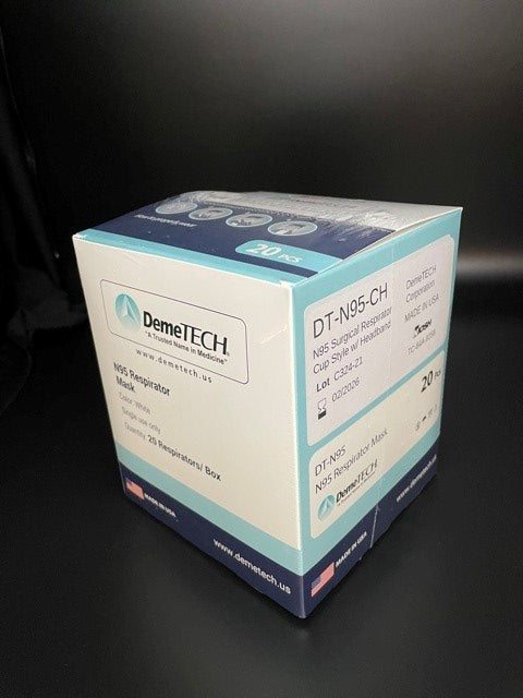 DemeMASK-N95 Respirator Cup Style-Niosh Approved-Made in USA-20 per box