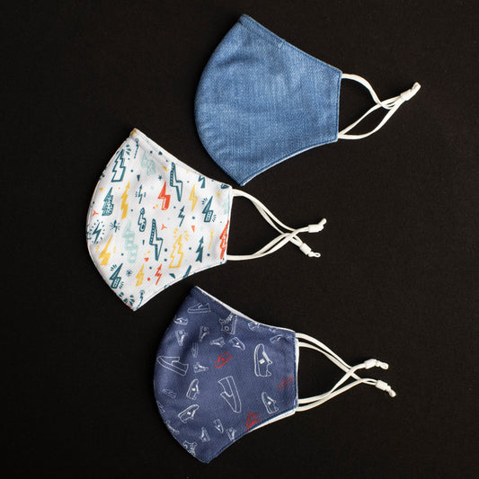 Adult/Teen "Denim Flash" 3-Pack With Adjustable Ear Loops